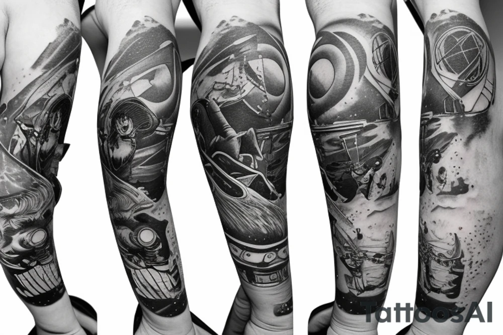 astronaut on snowboard tattoo idea
