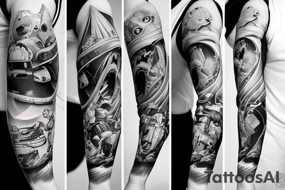 astronaut on snowboard tattoo idea