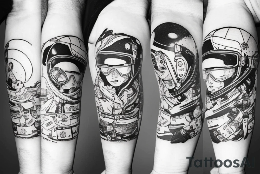 astronaut on snowboard tattoo idea