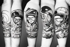 astronaut on snowboard tattoo idea