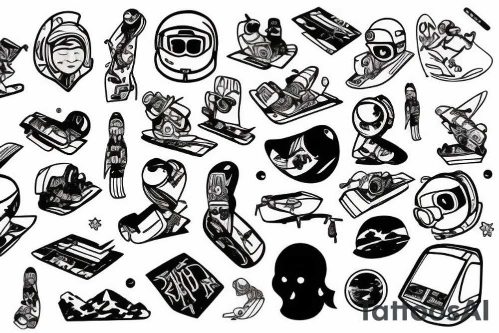 astronaut on snowboard tattoo idea