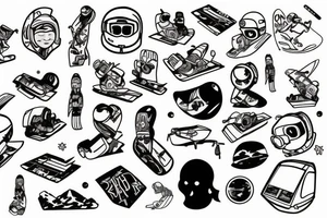 astronaut on snowboard tattoo idea