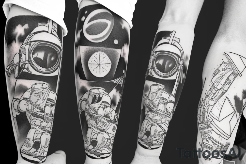 astronaut on snowboard tattoo idea