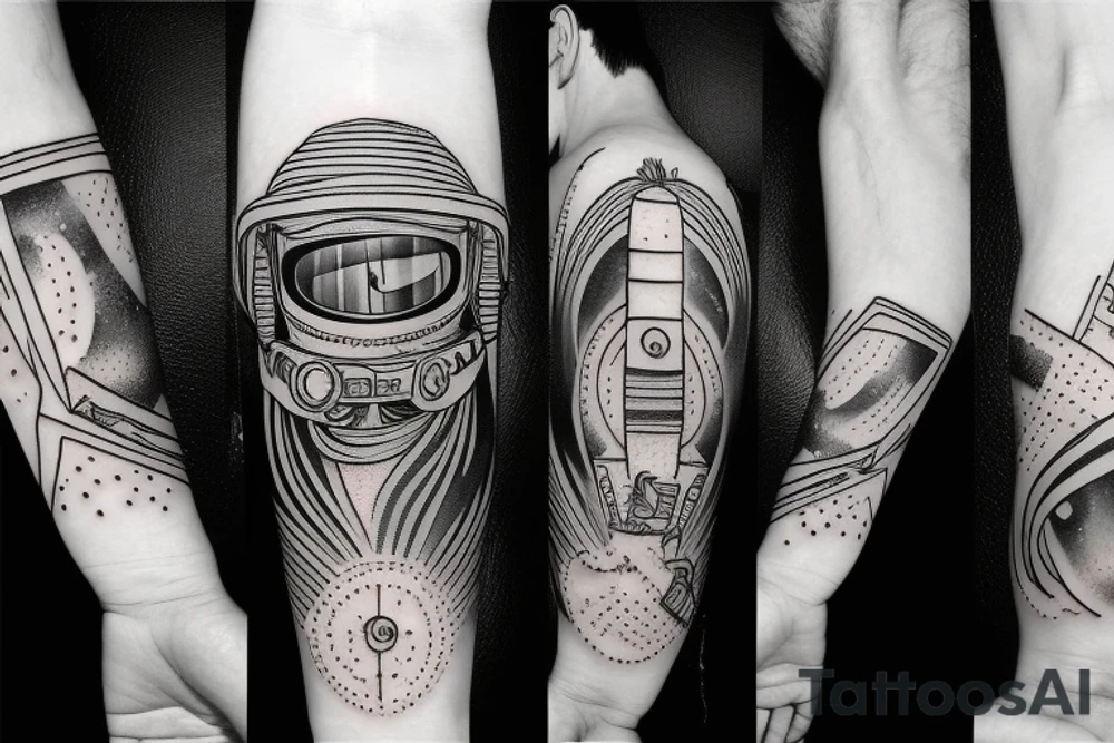 astronaut on snowboard tattoo idea