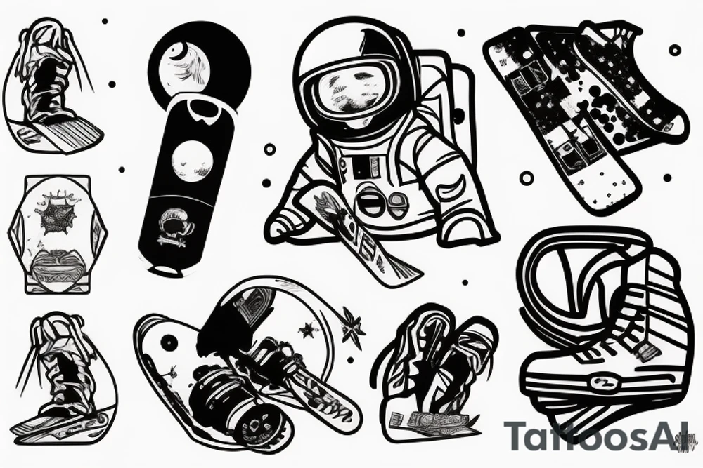 astronaut on snowboard tattoo idea