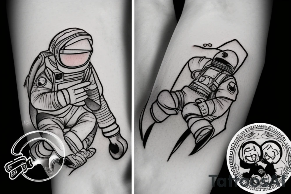 astronaut on snowboard tattoo idea