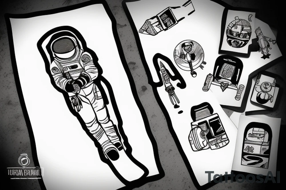 astronaut on snowboard tattoo idea