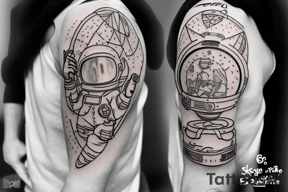 astronaut on snowboard tattoo idea