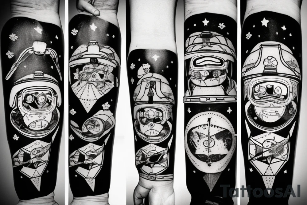 astronaut on snowboard tattoo idea