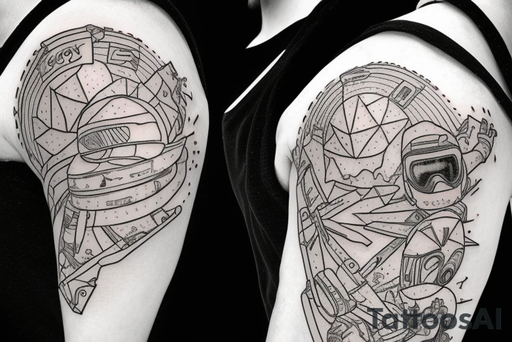 astronaut on snowboard tattoo idea
