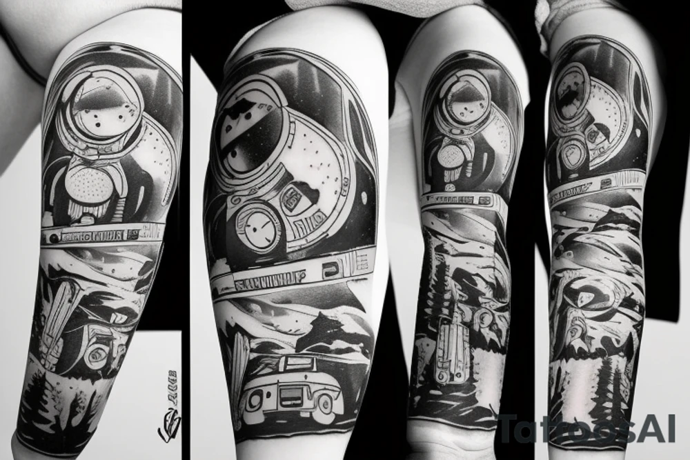 astronaut on snowboard tattoo idea