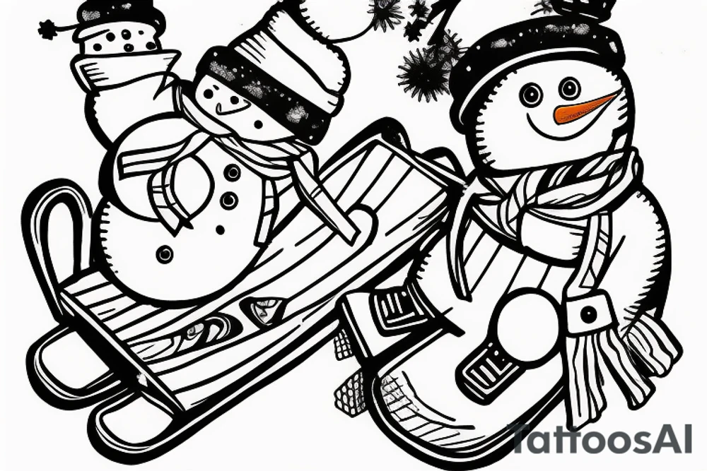 snowman on snowboard tattoo idea