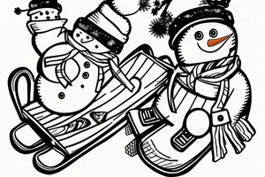 snowman on snowboard tattoo idea