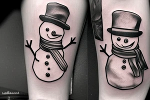 snowman on snowboard tattoo idea