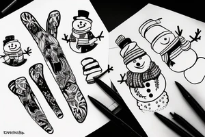 snowman on snowboard tattoo idea