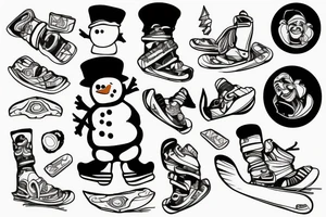 snowman on snowboard tattoo idea