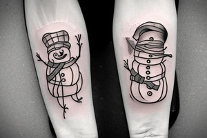 snowman on snowboard tattoo idea