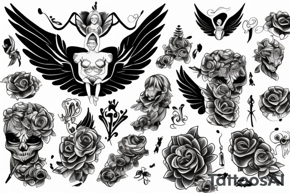 black angel tattoo idea