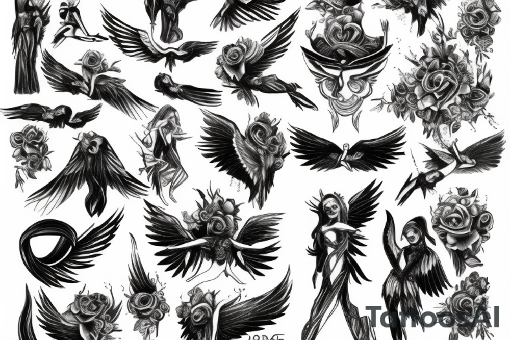 black angel tattoo idea
