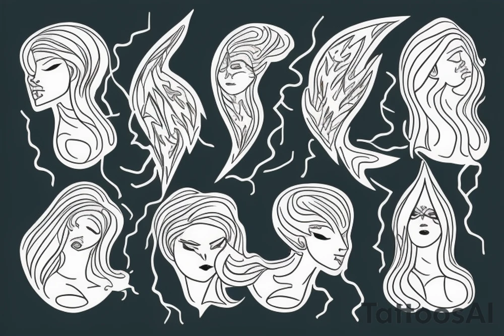 Woman, Storm, lightning, artist tattoo idea