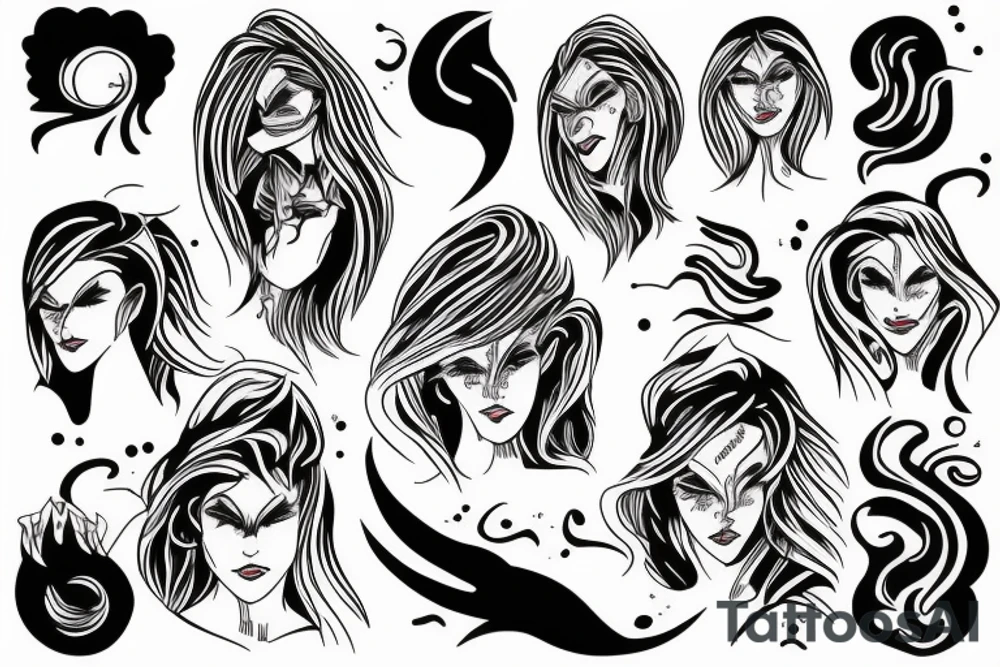 Woman, Storm, lightning, artist tattoo idea