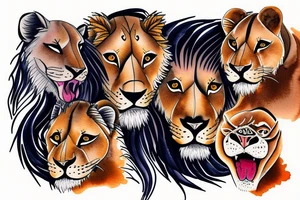 Fierce lioness and cubs tattoo idea