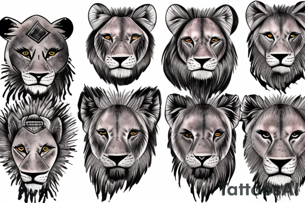Fierce lioness and cubs tattoo idea
