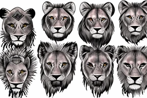 Fierce lioness and cubs tattoo idea
