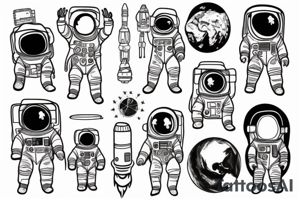 an astronaut holds earth tattoo idea
