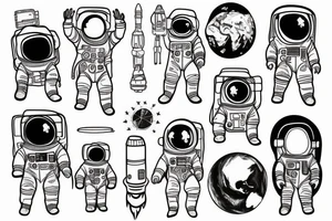 an astronaut holds earth tattoo idea