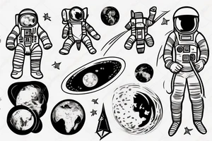an astronaut holds earth tattoo idea