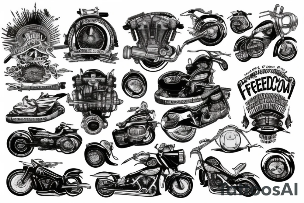 Motorcycle engine with the words freedom tattoo idea
