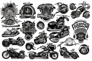 Motorcycle engine with the words freedom tattoo idea