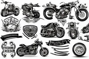 Motorcycle engine with the words freedom tattoo idea