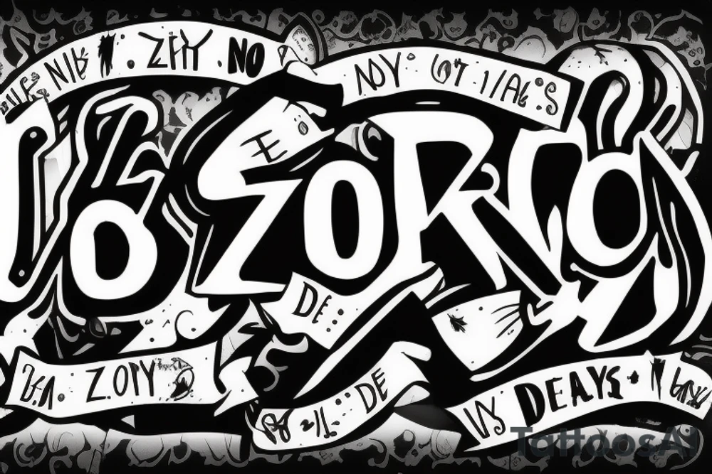 A single stylized phrase with text: "No zero days" tattoo idea A single stylized phrase with text: "No zero days" tattoo idea