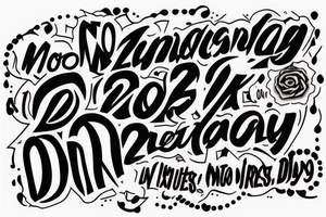 A single phrase with text: "No zero days" tattoo idea