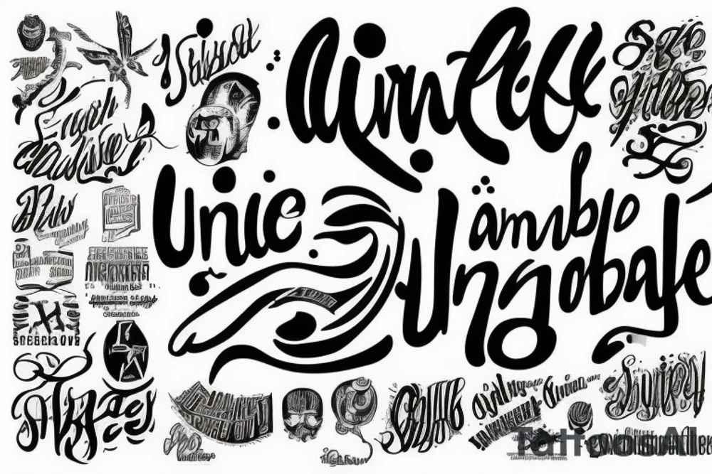A single phrase with text: "Unbreakable" tattoo idea