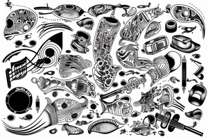 bass musical instrument with kepler patterns tattoo idea