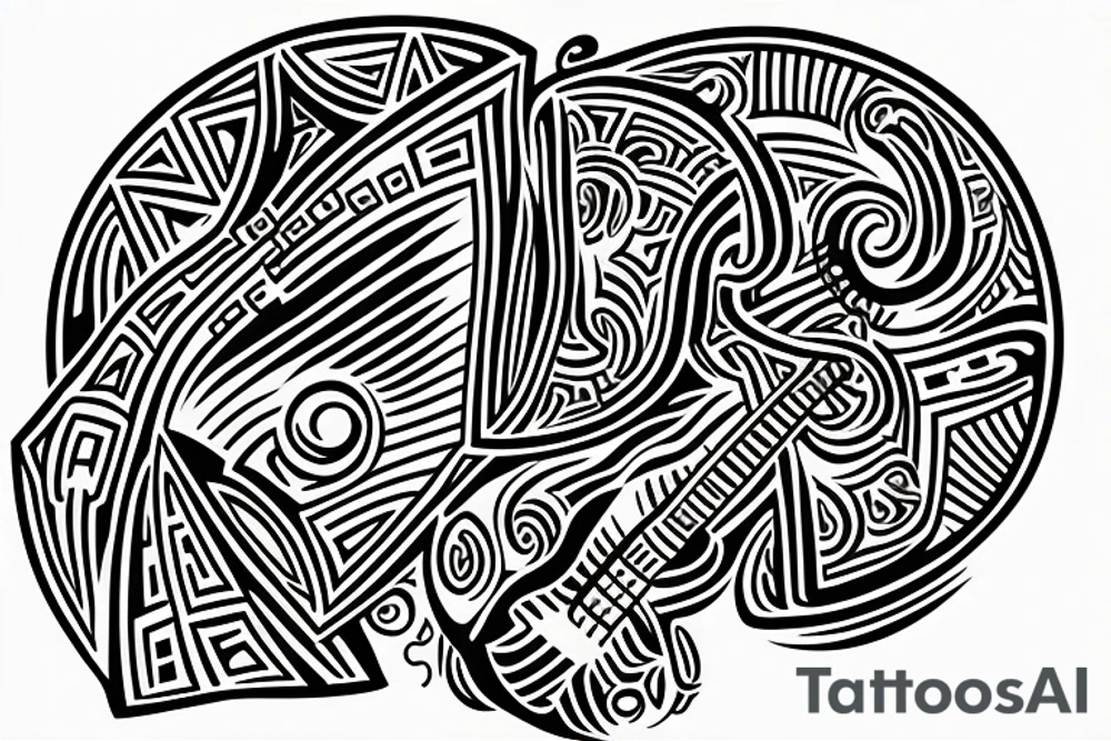 bass musical instrument with kepler patterns tattoo idea
