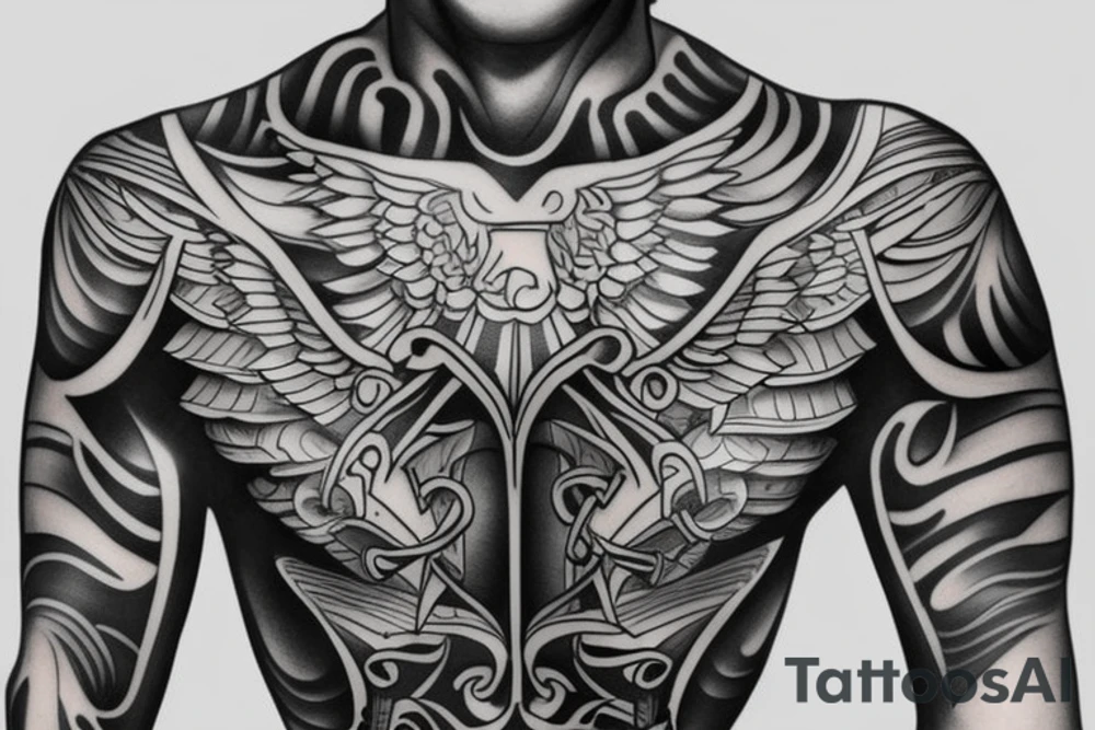 Chest tattoo, realistic body Armour, part of body tattoo idea