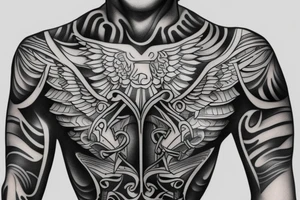 Chest tattoo, realistic body Armour, part of body tattoo idea