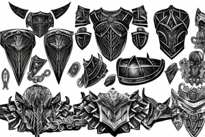 Chest tattoo, knight Armour, chest plate, built into body tattoo idea