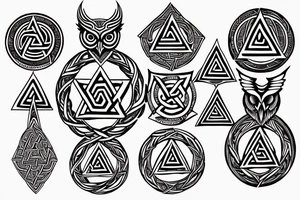triskele valknut ancient greek  tree life unalome pentagram spiral owl tattoo idea