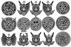 triskele valknut ancient greek  tree life unalome pentagram spiral owl tattoo idea