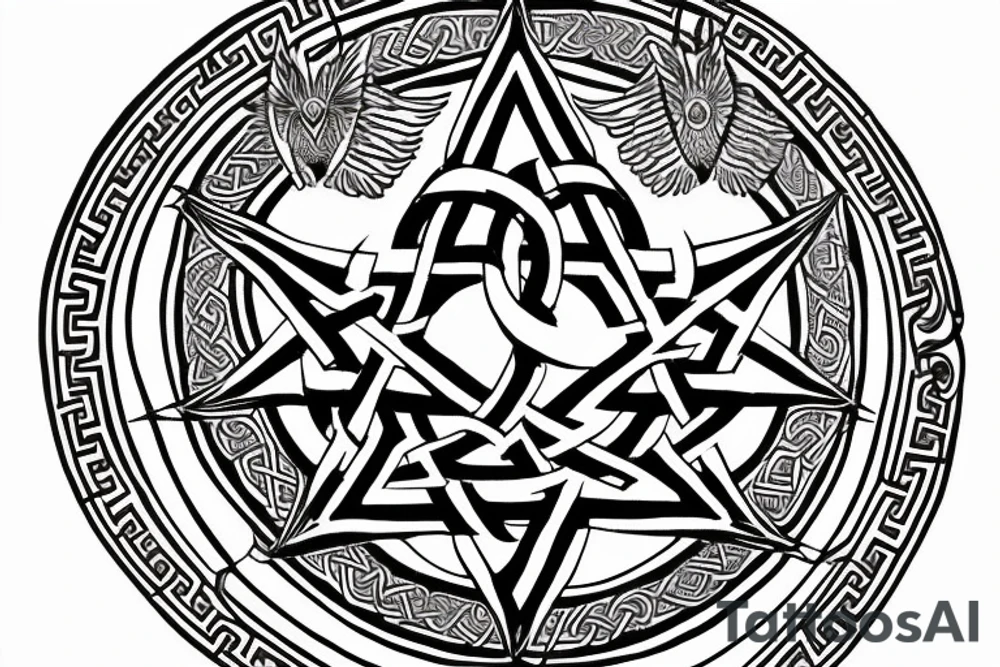triskele valknut ancient greek  tree of 
life unalome pentagram spiral owl tattoo idea