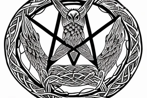 triskele ancient greek  tree of 
life unalome pentagram spiral owl tattoo idea