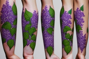 Purple lilacs with green stem and leaves tattoo idea