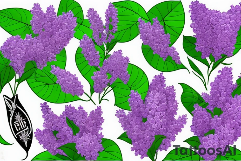 Purple lilacs with green stem and leaves tattoo idea