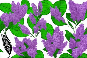 Purple lilacs with green stem and leaves tattoo idea