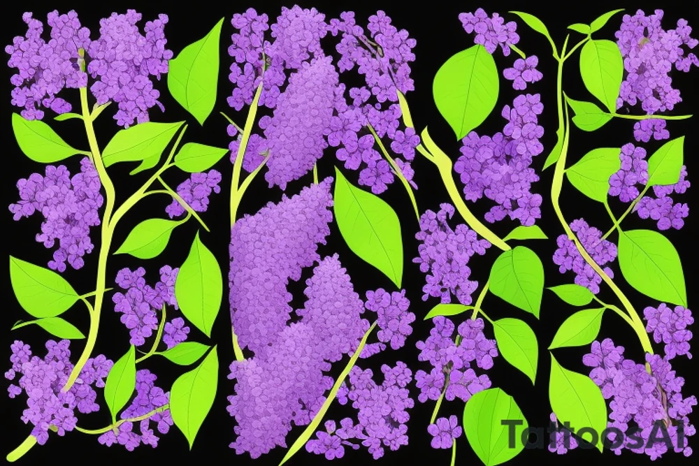 Purple lilacs with green stem and leaves tattoo idea